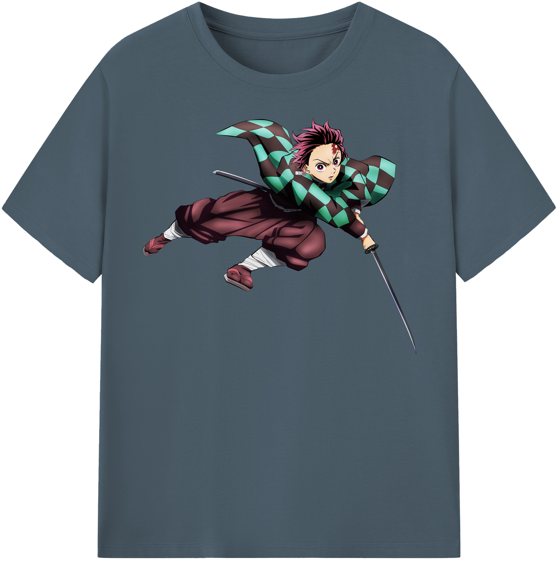 （画像用） 鬼滅の刃 竈門 炭治郎／かまど たんじろう Kamado Tanjirou 綿100％半袖Tシャツ（フロントプリント）